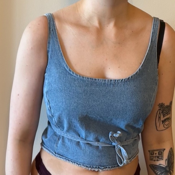 Vintage denim tie around top - Picture 2 of 6